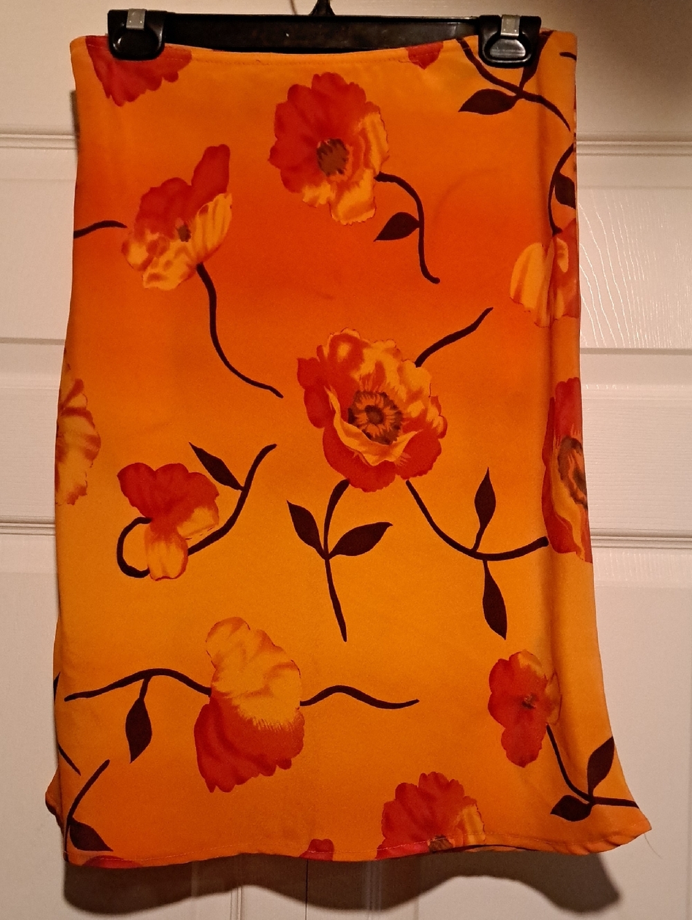 🌄Bright Orange color Ladies Floral Skirt Light Weight Sheer Flow Summer Vibe